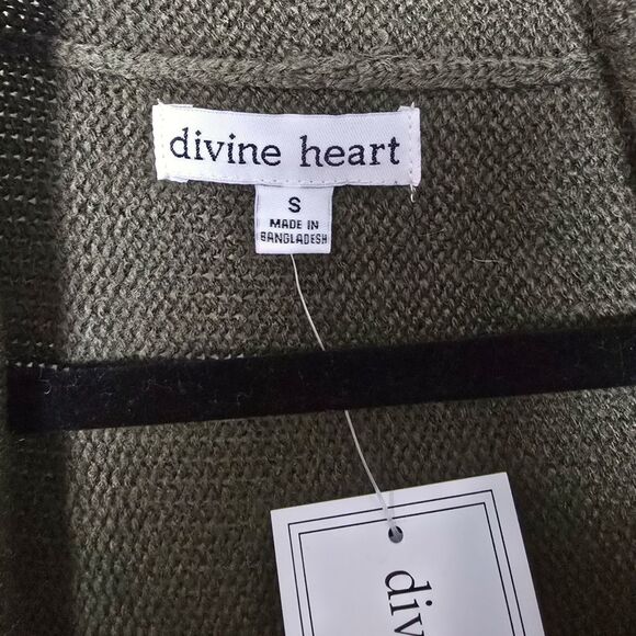 NWT Divine Heart Size Small Olive Cardigan With Leather And Zipper Accents Moto - Picture 4 of 5